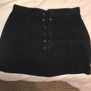 Black lace up mini skirt